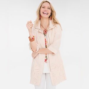 Chico’s Eyelet Linen Jacket NWT Size 1